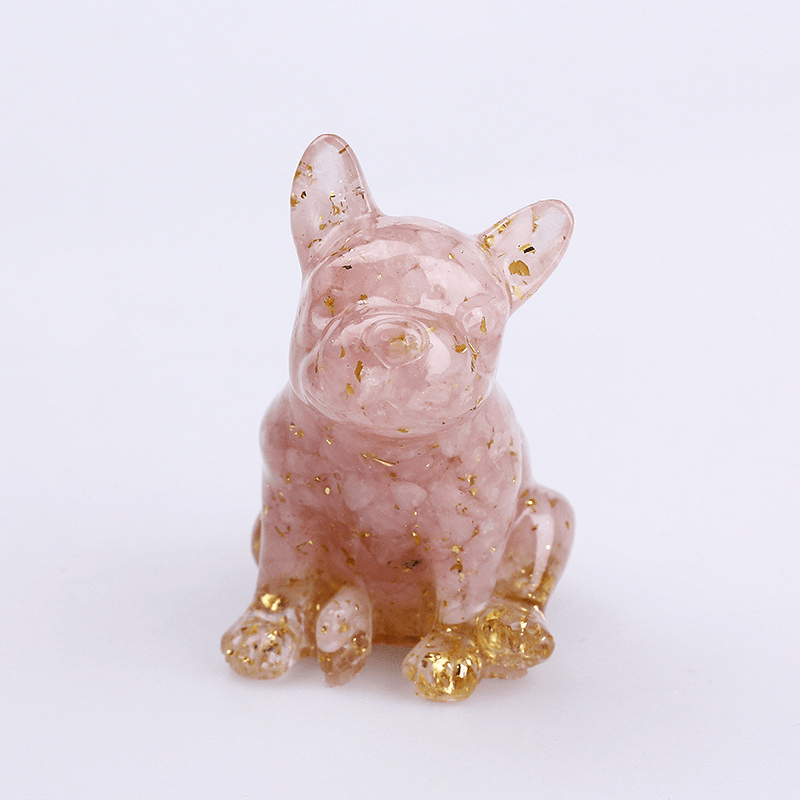 Décoration en pierres précieuses en cristal de bouledogue français Olivenorma - Quartz rose - image 35