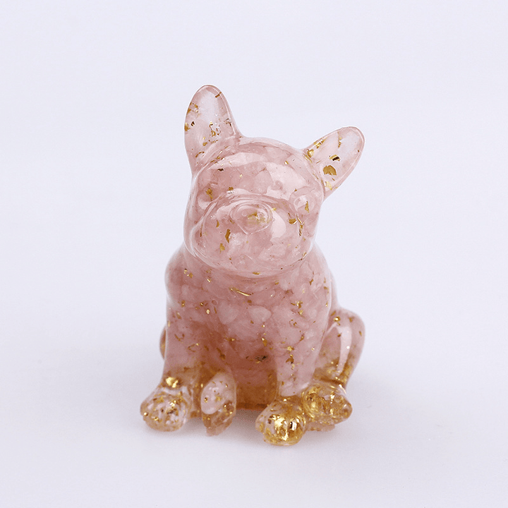 Décoration en pierres précieuses en cristal de bouledogue français Olivenorma - Quartz rose - image 35