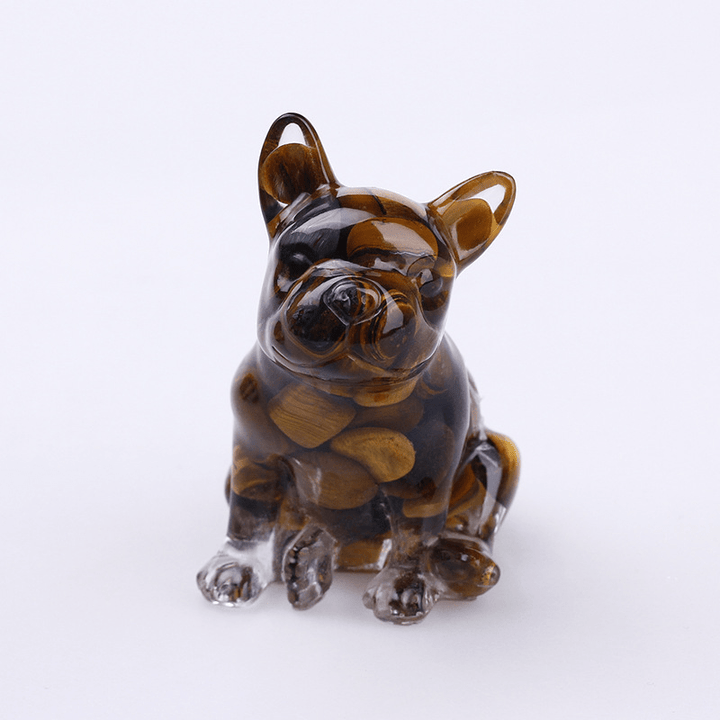 Décoration en pierres précieuses en cristal de bouledogue français Olivenorma - Œil de tigre - image 25