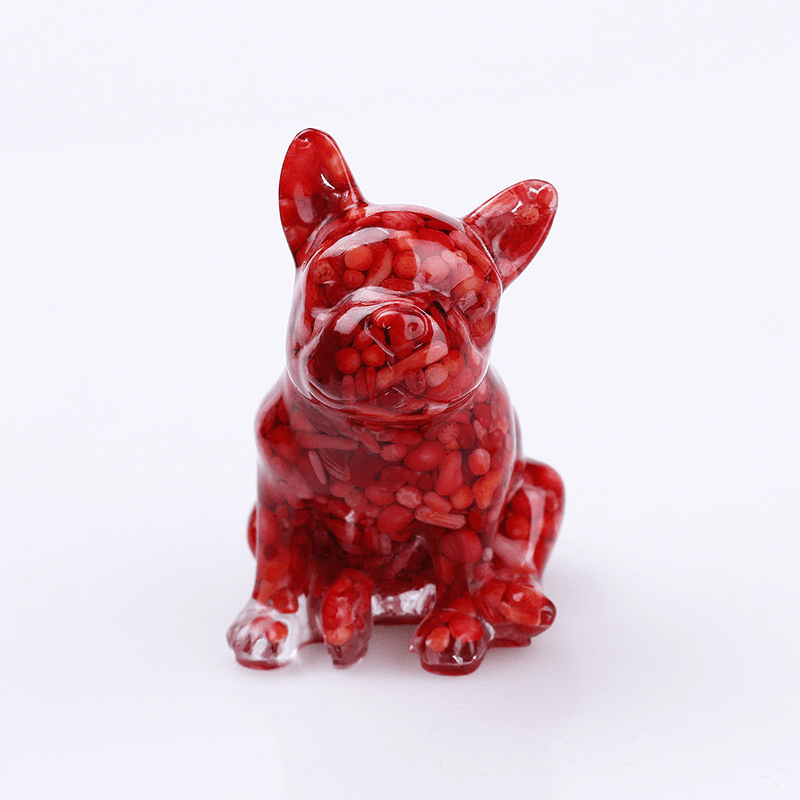 Décoration en pierres précieuses en cristal de bouledogue français Olivenorma - cornaline - image 37
