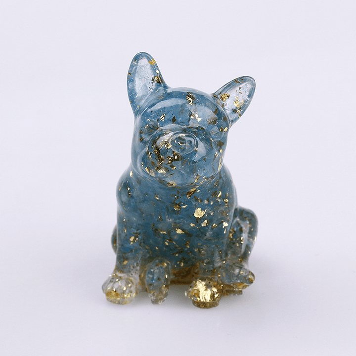Décoration en pierres précieuses en cristal de bouledogue français Olivenorma - Bleu vert - image 20