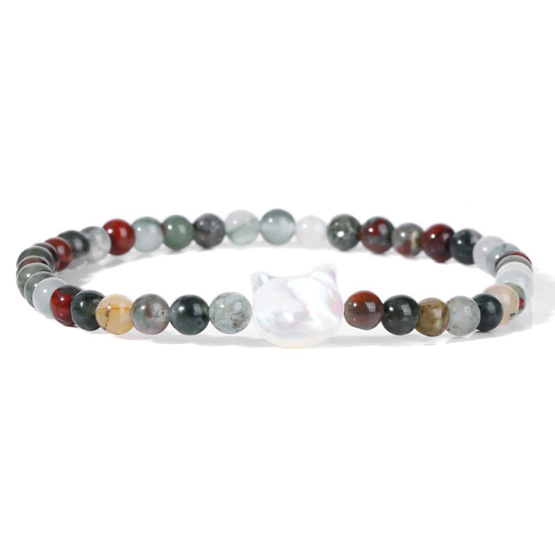 Bracelet en perles de pierre naturelle Olivenorma chaton Nacre 4mm