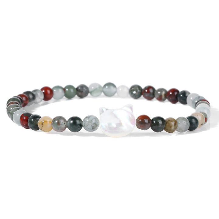 Bracelet en perles de pierre naturelle Olivenorma chaton Nacre 4mm