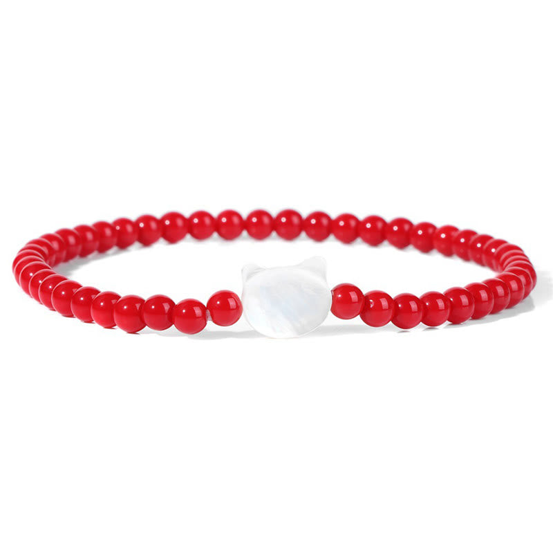 Bracelet en perles de pierre naturelle Olivenorma chaton Nacre 4mm