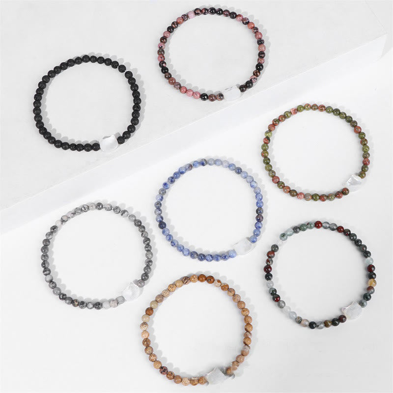 Bracelet en perles de pierre naturelle Olivenorma chaton Nacre 4mm