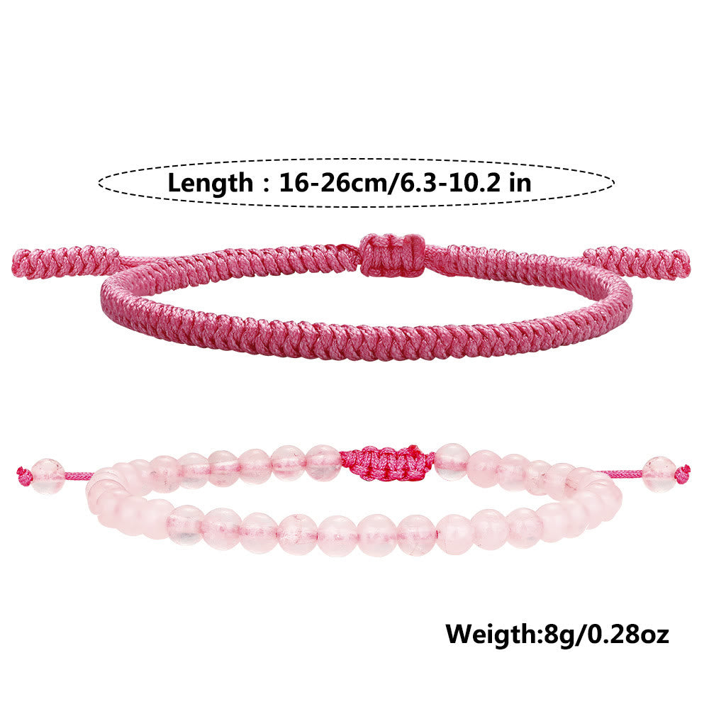 Bracelet tressé en perles de quartz rose naturel Olivenorma