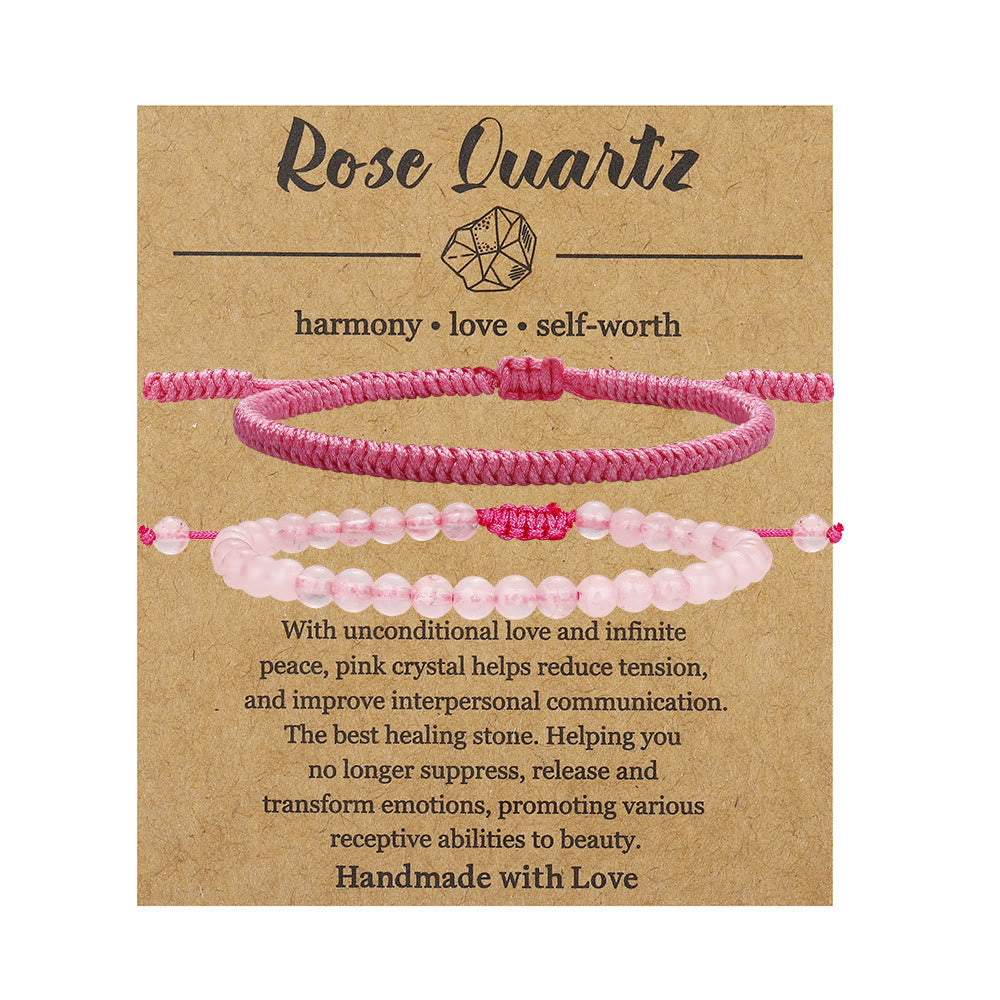 Bracelet tressé en perles de quartz rose naturel Olivenorma