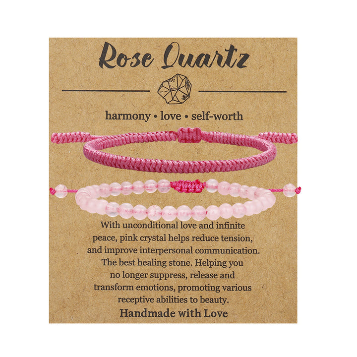 Bracelet tressé en perles de quartz rose naturel Olivenorma
