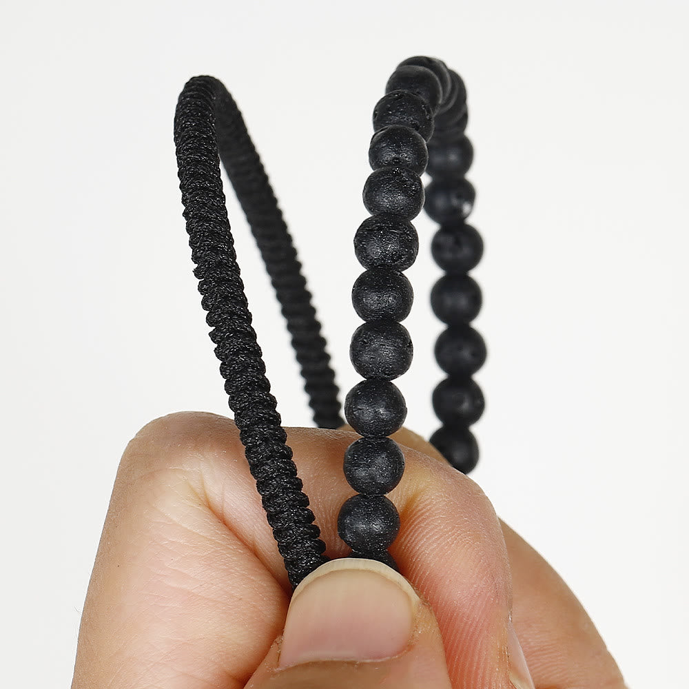 Bracelet tressé en perles de pierre de lave naturelle Olivenorma