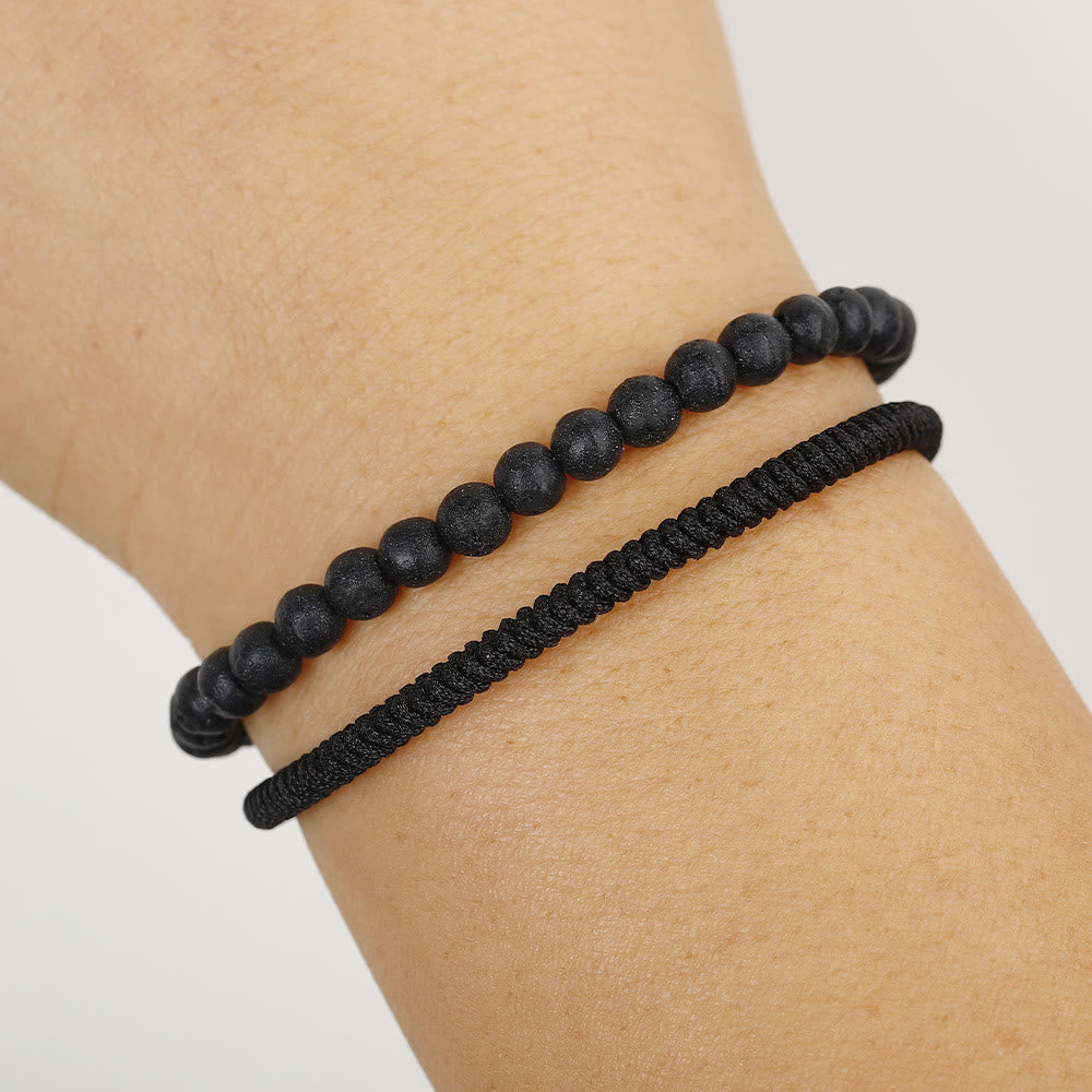 Bracelet tressé en perles de pierre de lave naturelle Olivenorma
