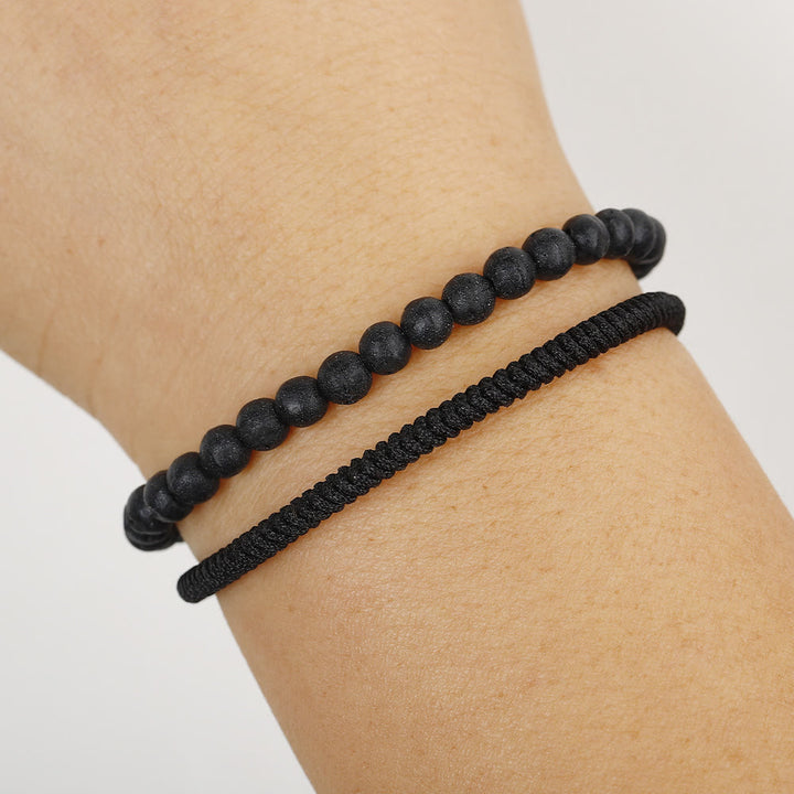 Bracelet tressé en perles de pierre de lave naturelle Olivenorma