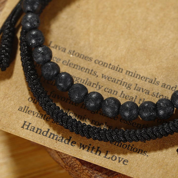Bracelet tressé en perles de pierre de lave naturelle Olivenorma