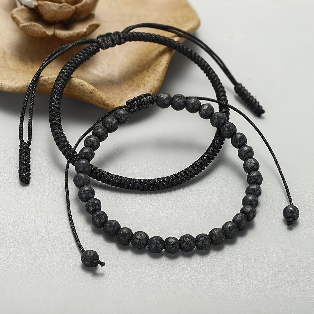 Bracelet tressé en perles de pierre de lave naturelle Olivenorma
