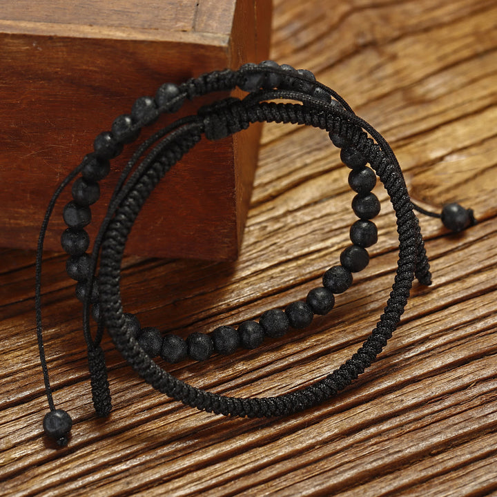 Bracelet tressé en perles de pierre de lave naturelle Olivenorma
