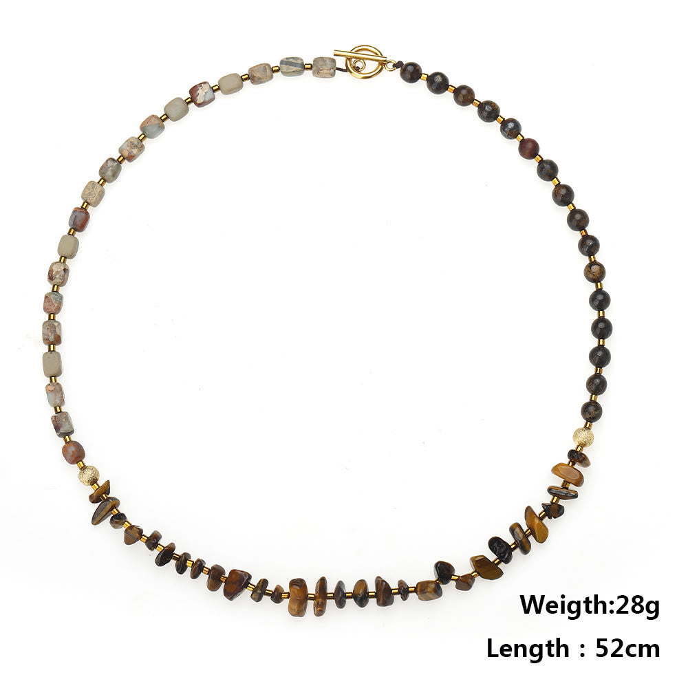 Bracelet de perles d'agalmatolite en œil de tigre Olivenorma