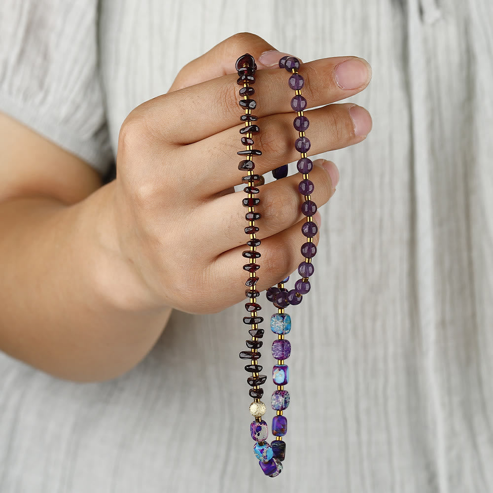Bracelet de perles en pierre empereur violette améthyste grenat Olivenorma