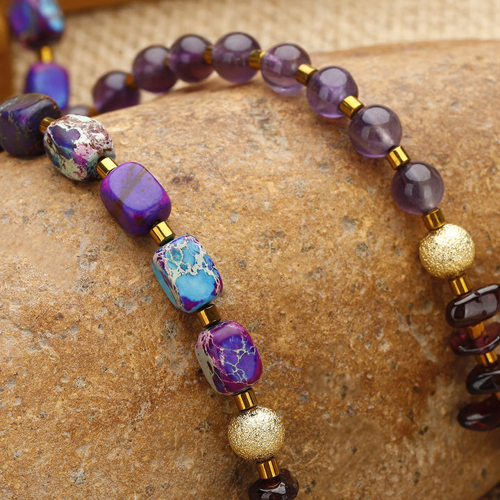 Bracelet de perles en pierre empereur violette améthyste grenat Olivenorma