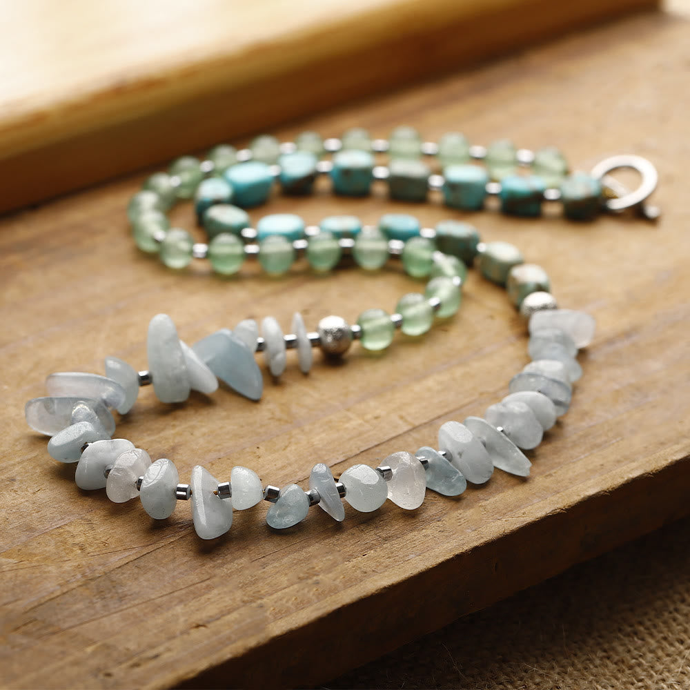 Bracelet Olivenorma en perles d'aventurine verte et aigue-marine