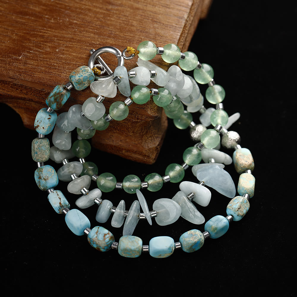 Bracelet Olivenorma en perles d'aventurine verte et aigue-marine