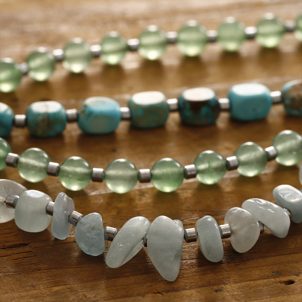 Bracelet Olivenorma en perles d'aventurine verte et aigue-marine