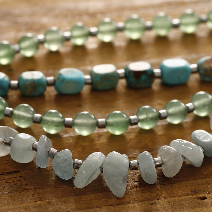 Bracelet Olivenorma en perles d'aventurine verte et aigue-marine