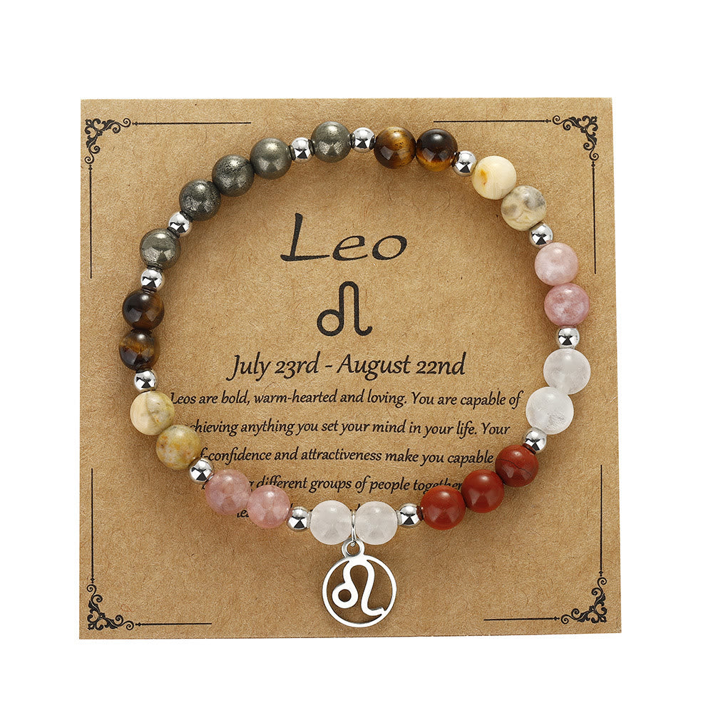 Bracelet pendentif zodiaque en argent avec perles en pierre naturelle Olivenorma