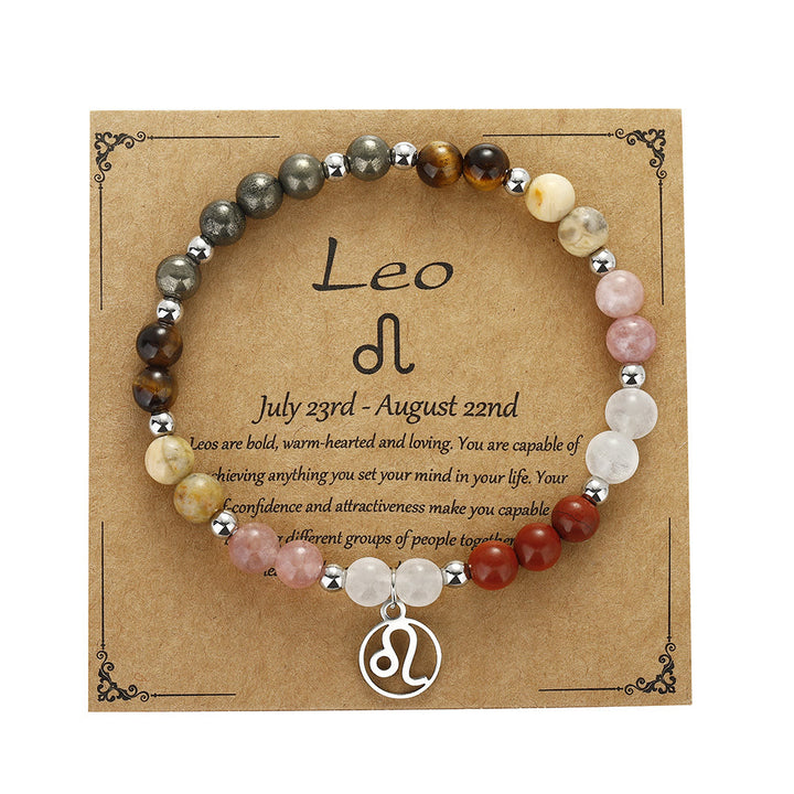 Bracelet pendentif zodiaque en argent avec perles en pierre naturelle Olivenorma