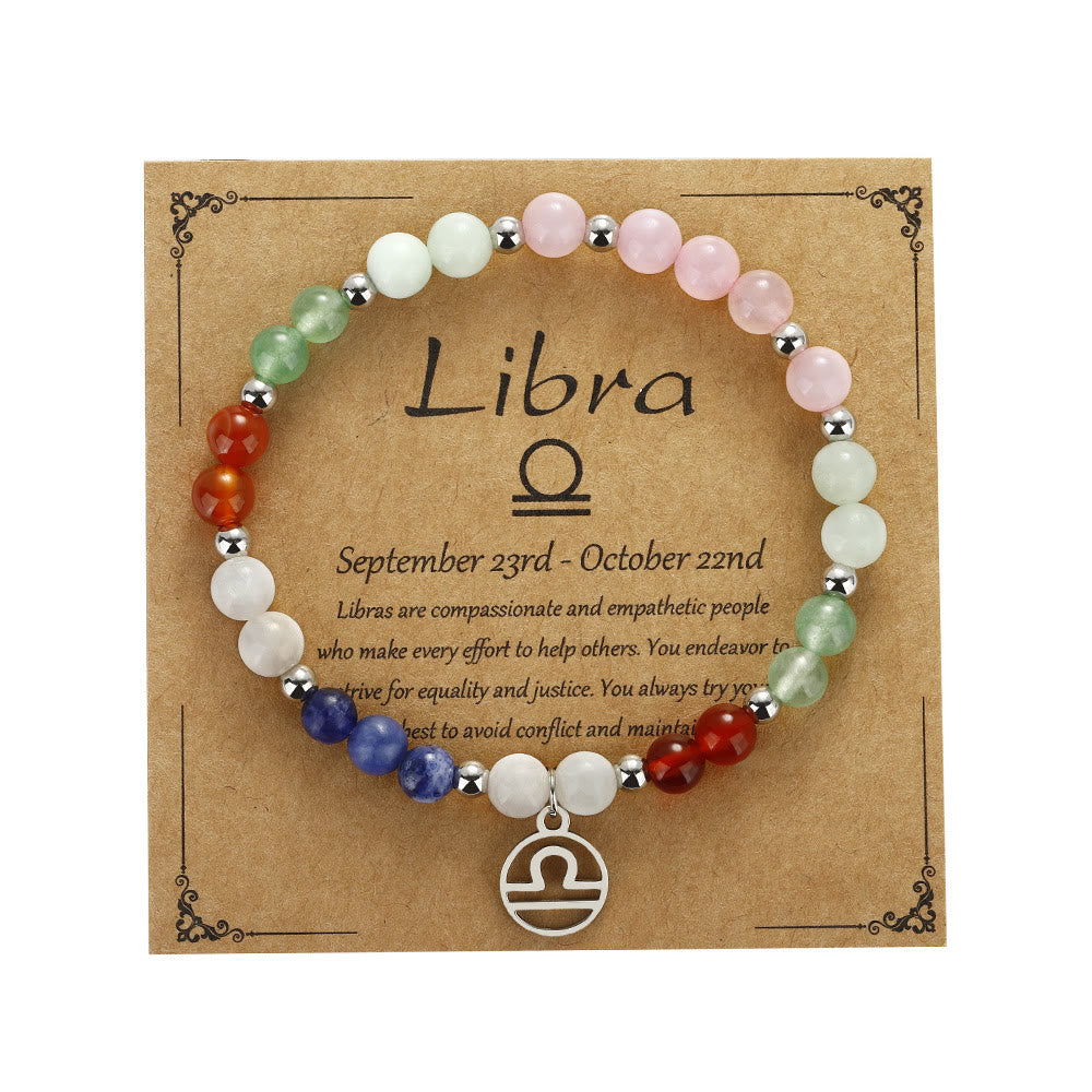 Bracelet pendentif zodiaque en argent avec perles en pierre naturelle Olivenorma