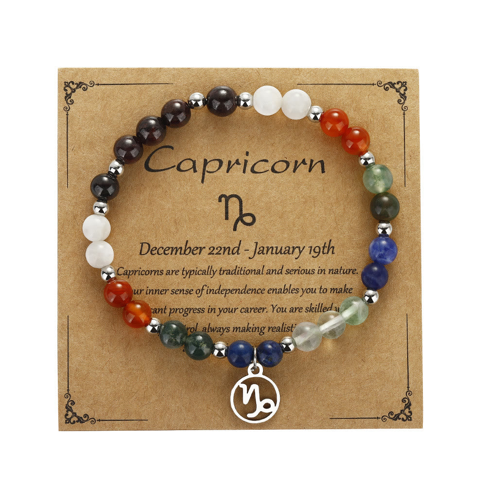 Bracelet pendentif zodiaque en argent avec perles en pierre naturelle Olivenorma