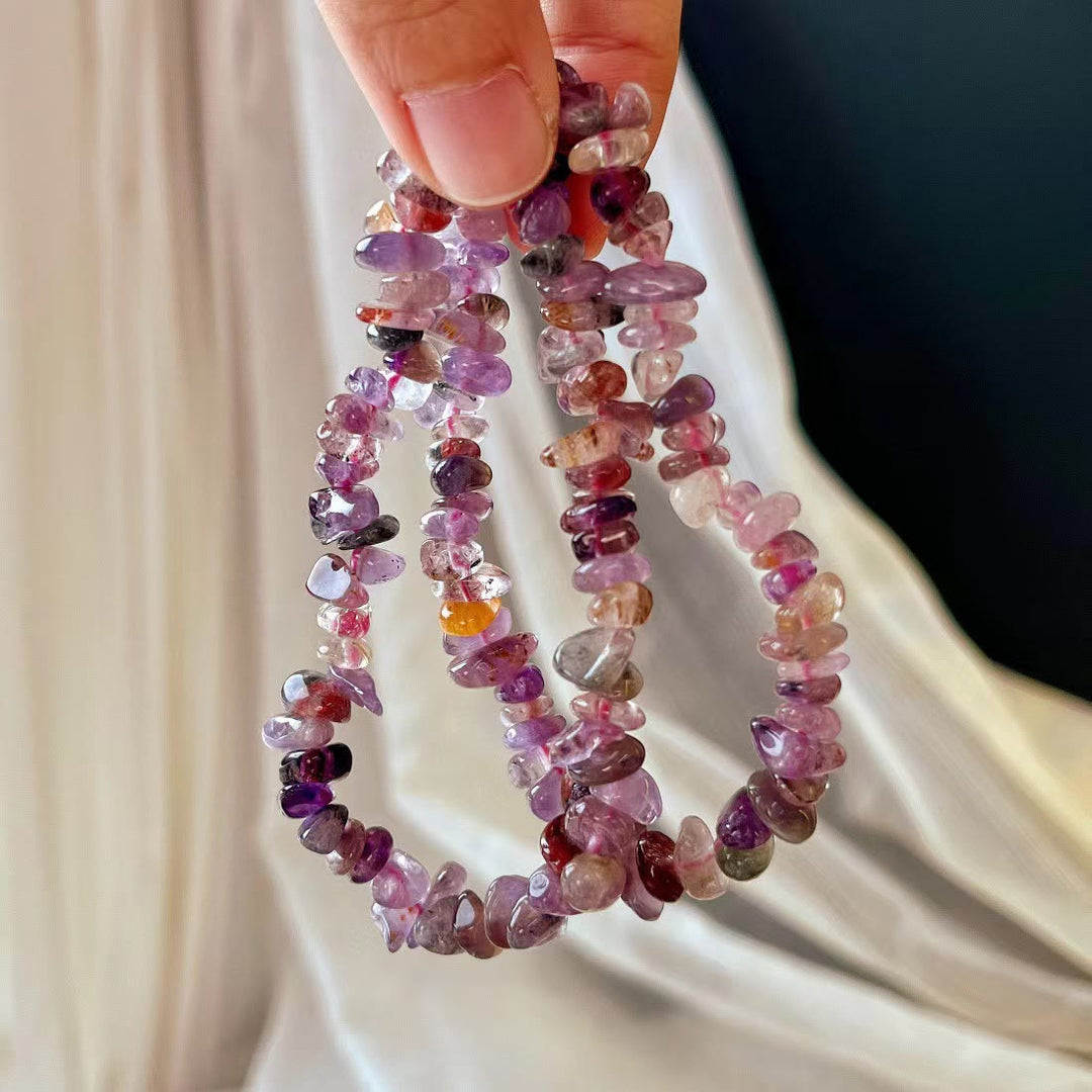 Bracelet Olivenorma Super Seven en perles de cristal améthyste
