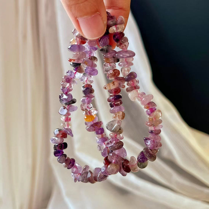 Bracelet Olivenorma Super Seven en perles de cristal améthyste