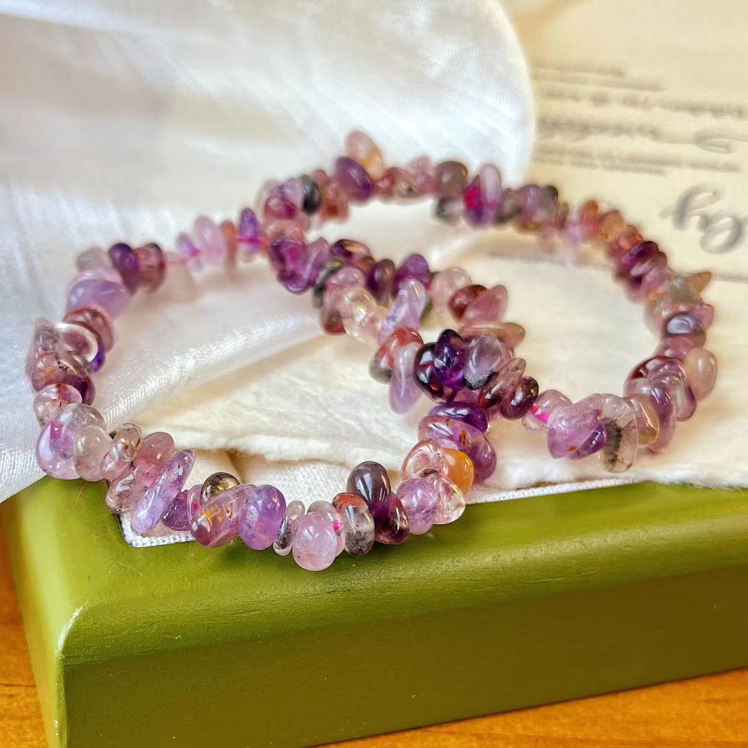 Bracelet Olivenorma Super Seven en perles de cristal améthyste