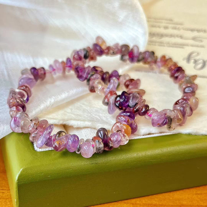 Bracelet Olivenorma Super Seven en perles de cristal améthyste