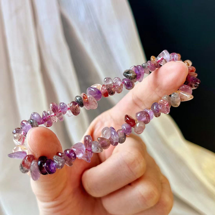 Bracelet Olivenorma Super Seven en perles de cristal améthyste