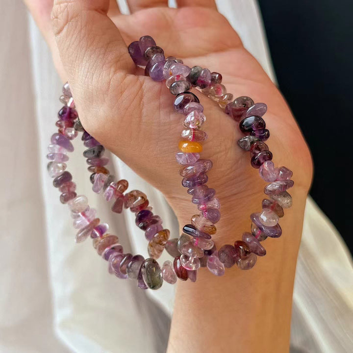 Bracelet Olivenorma Super Seven en perles de cristal améthyste