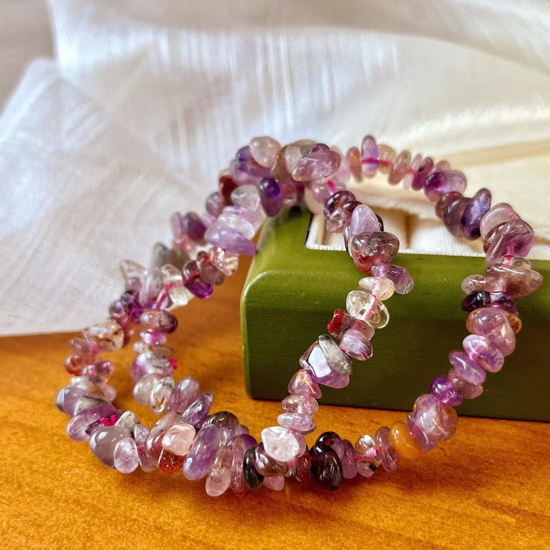 Bracelet Olivenorma Super Seven en perles de cristal améthyste