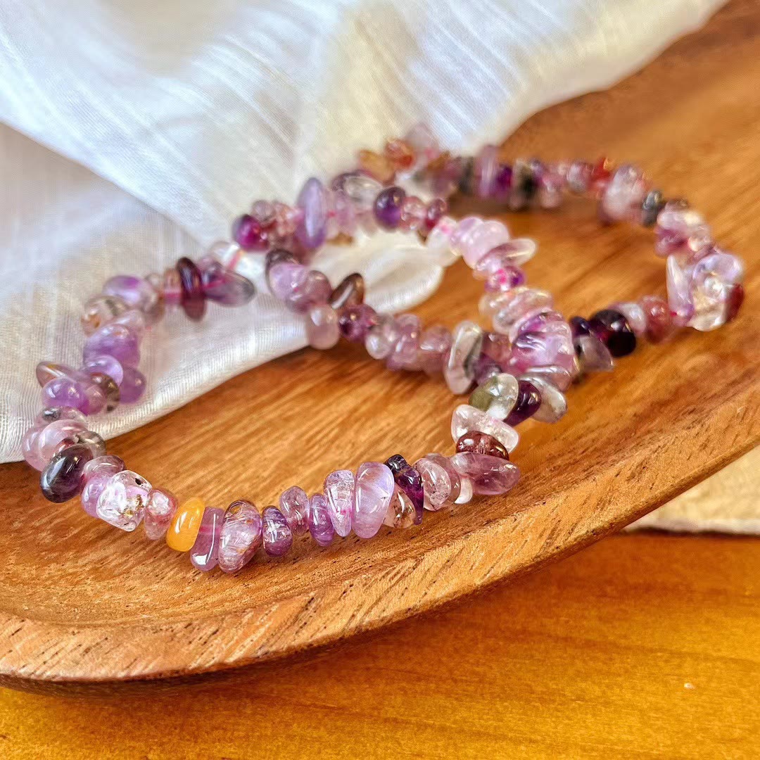 Bracelet Olivenorma Super Seven en perles de cristal améthyste