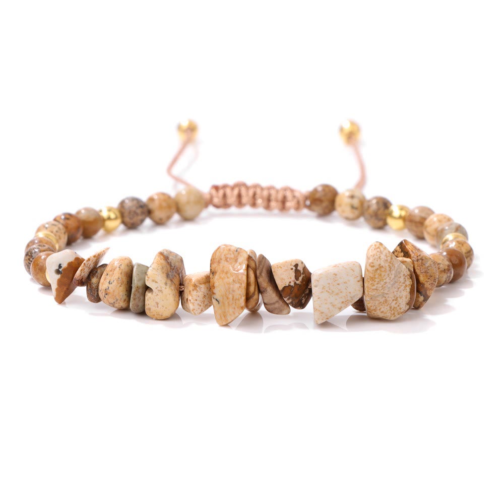 Bracelet à cordon en perles de pierre naturelle irrégulières Olivenorma