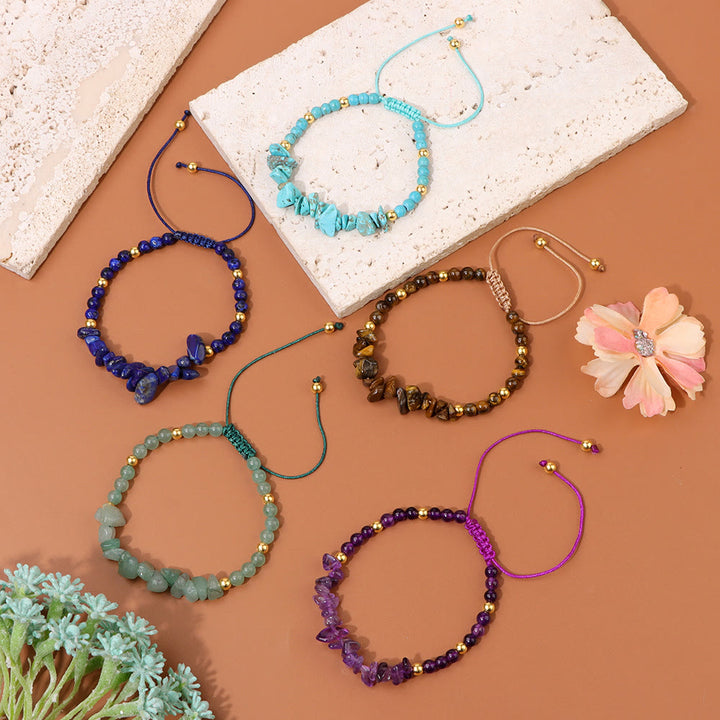 Bracelet à cordon en perles de pierre naturelle irrégulières Olivenorma