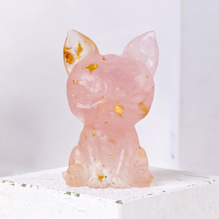Décoration en pierre précieuse bouledogue à expression sérieuse en cristal époxy Olivenorma