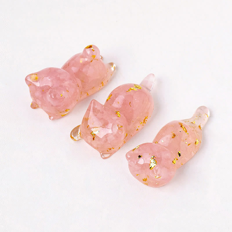 Olivenorma 1 pièce de décoration en cristal époxy en forme de chaton endormi