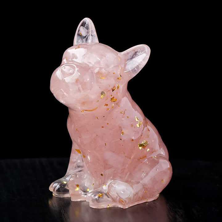 Décoration en pierre précieuse bouledogue français en cristal époxy Olivenorma