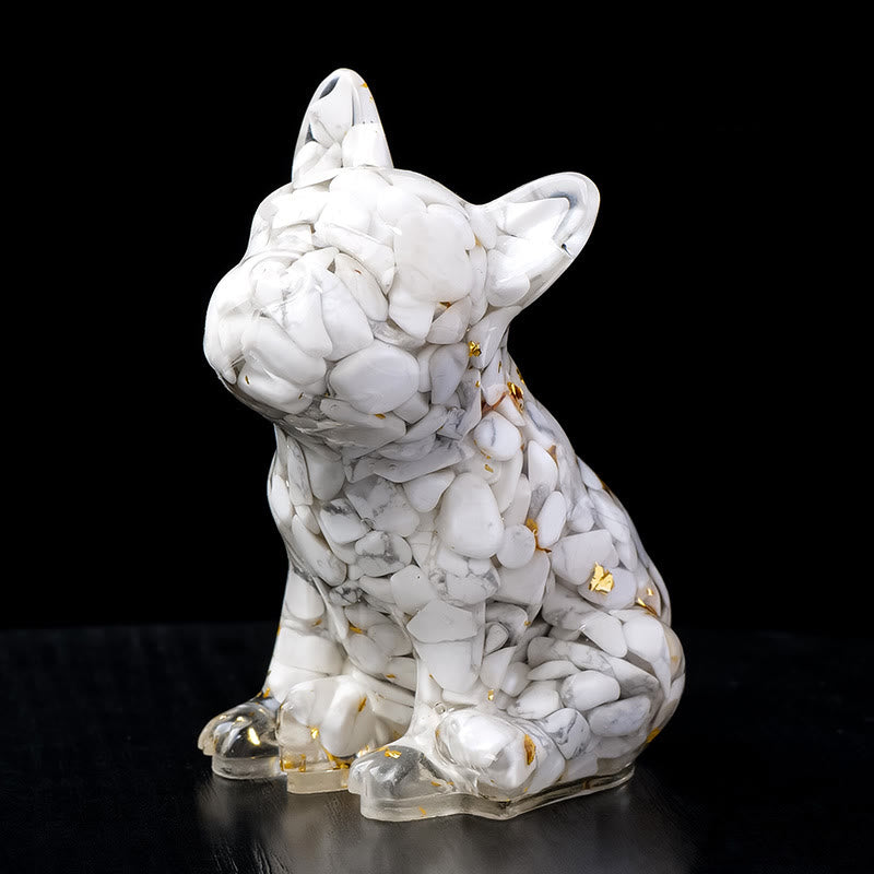 Décoration en pierre précieuse bouledogue français en cristal époxy Olivenorma