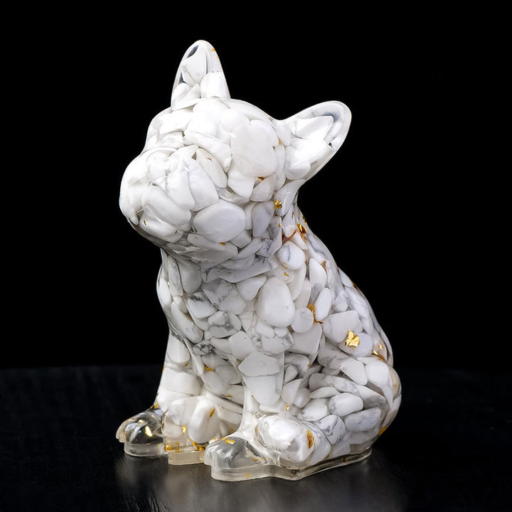 Décoration en pierre précieuse bouledogue français en cristal époxy Olivenorma