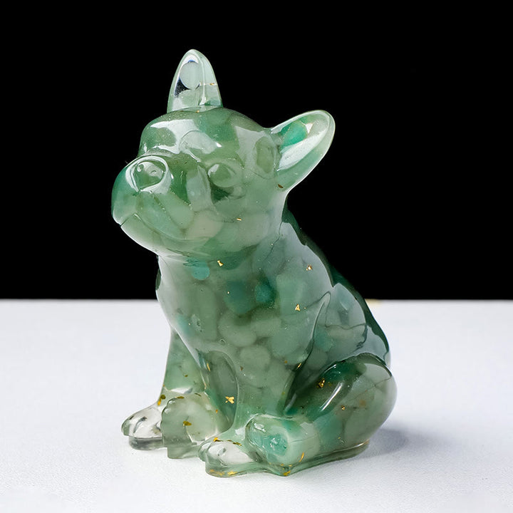 Décoration en pierre précieuse bouledogue français en cristal époxy Olivenorma