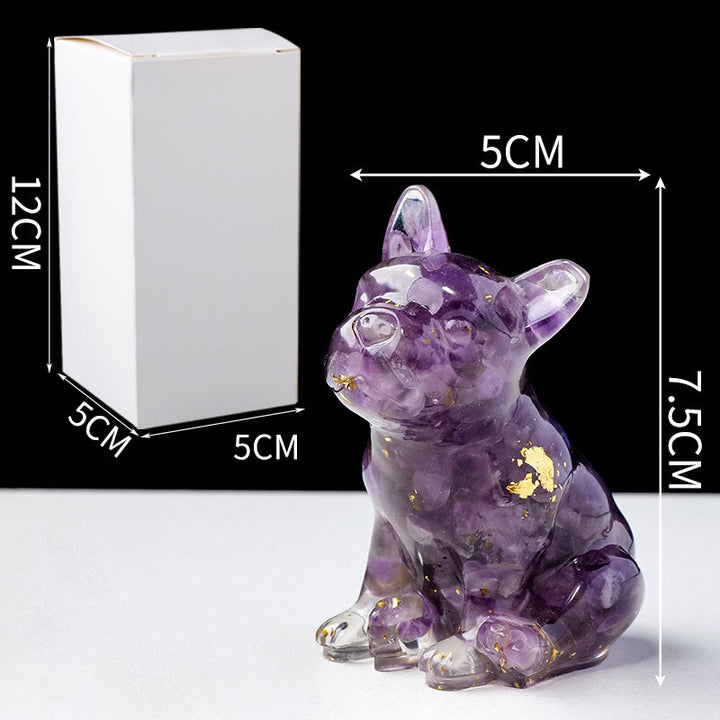 Décoration en pierre précieuse bouledogue français en cristal époxy Olivenorma