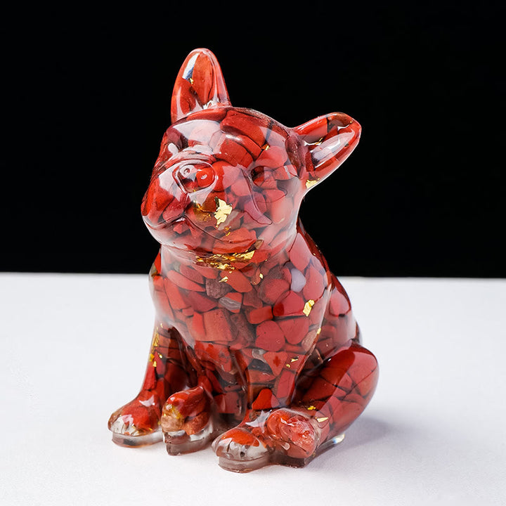 Décoration en pierre précieuse bouledogue français en cristal époxy Olivenorma