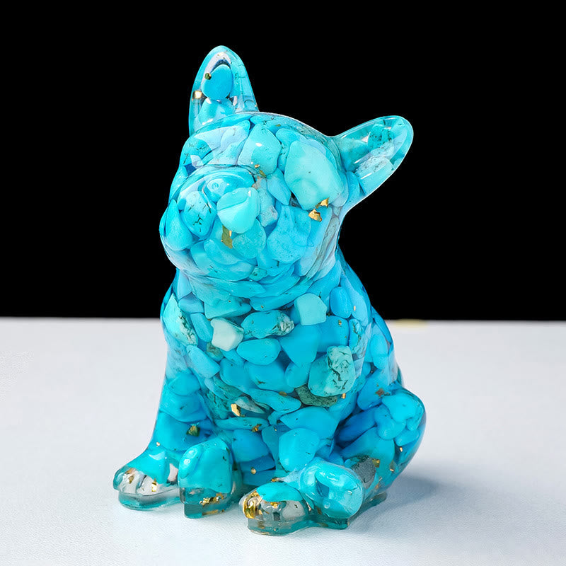 Décoration en pierre précieuse bouledogue français en cristal époxy Olivenorma