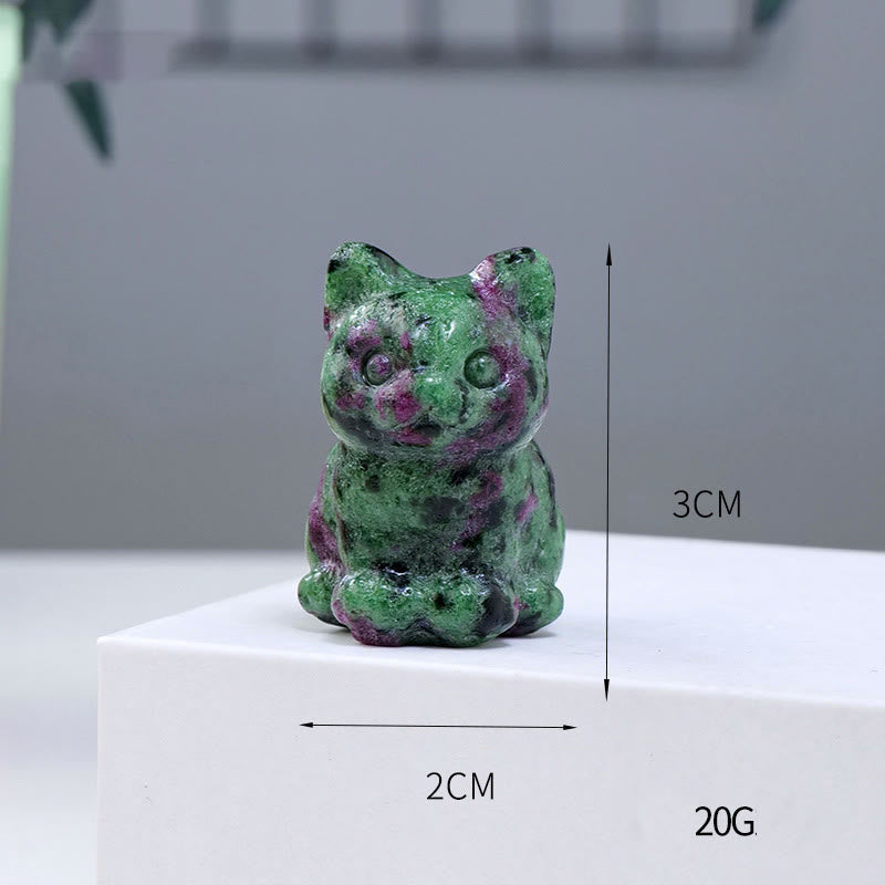 Décoration en pierre précieuse en forme de chat porte-bonheur en cristal époxy Olivenorma
