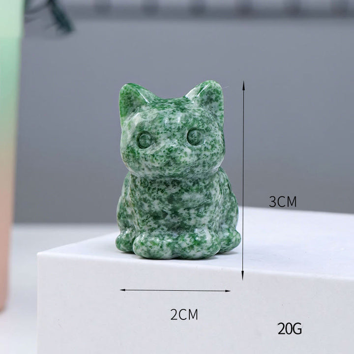 Décoration en pierre précieuse en forme de chat porte-bonheur en cristal époxy Olivenorma
